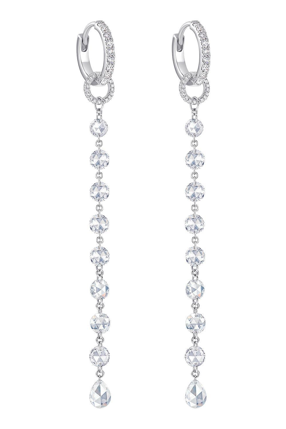 Diamond Ethereal Single Tassel Earrings-WHITE GOLD-JEWELRYFINE JEWELEARRING-64 FACETS
