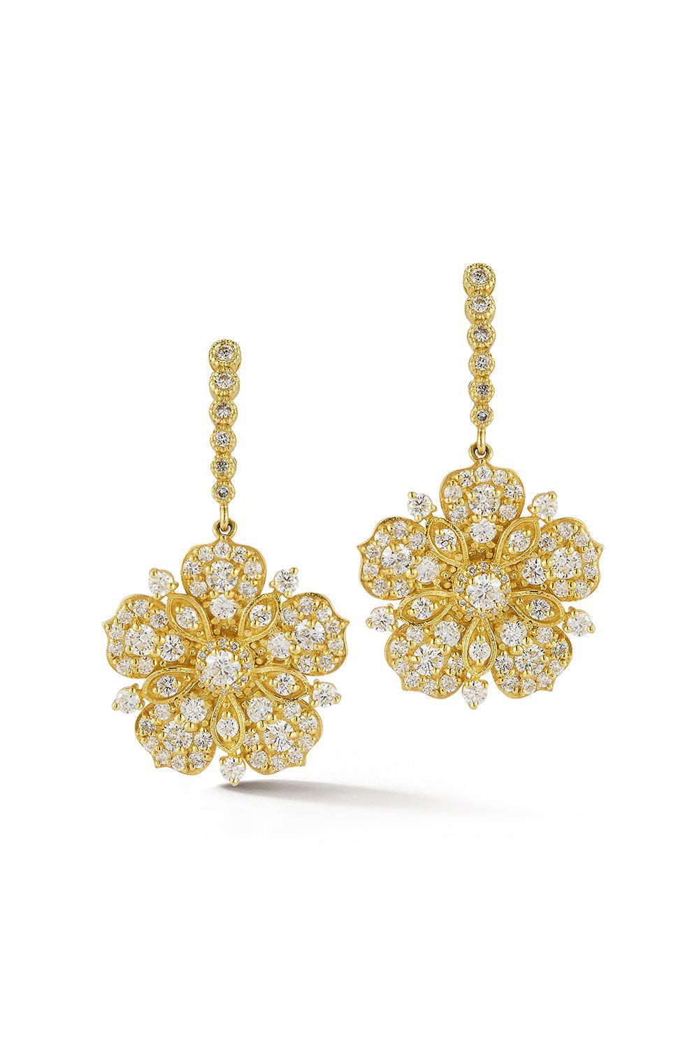 Medium Jasmine Bloom Diamond Flower Earrings-YELLOW GOLD-JEWELRYFINE JEWELEARRING-TANYA FARAH