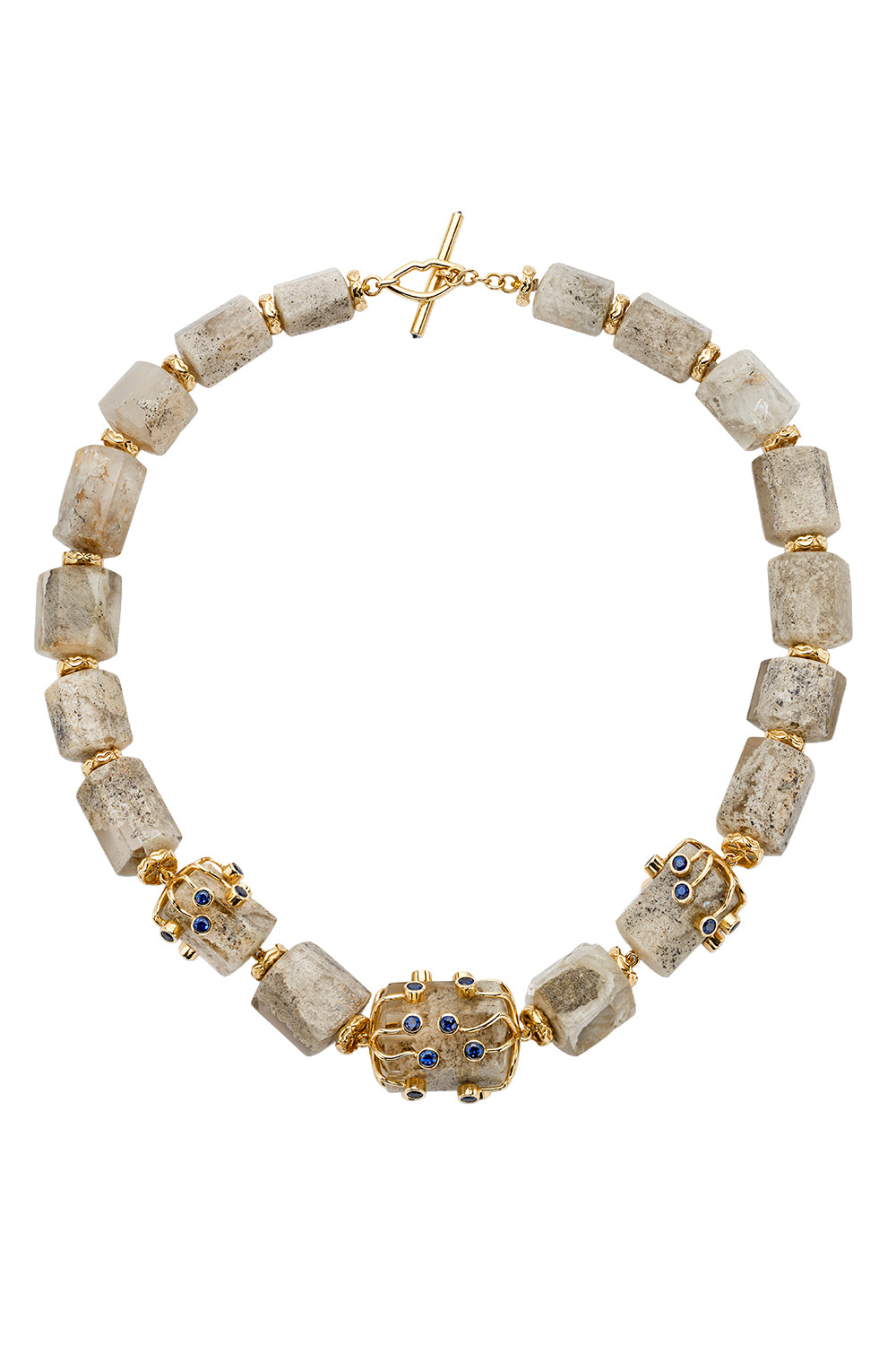  Quartz Sapphire Garden Eye Lash Necklace-YELLOW GOLD-19-JEWELRYFINE JEWELNECKLACE O-EDINA KISS 