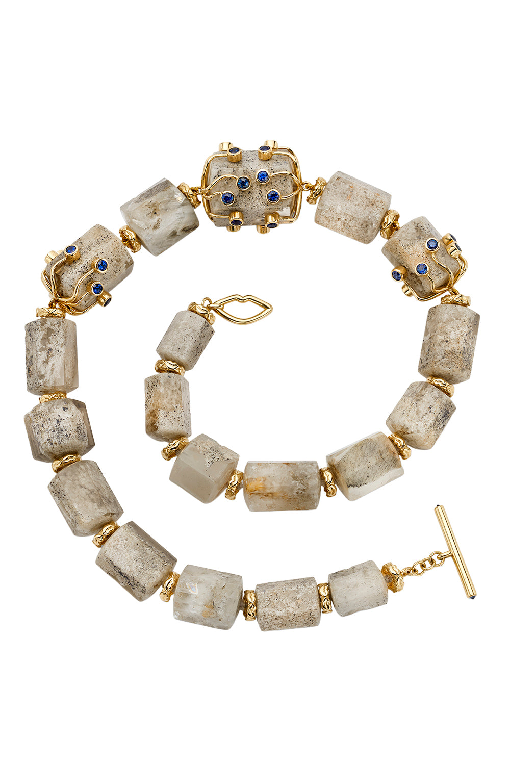 Quartz Sapphire Garden Eye Lash Necklace-YELLOW GOLD-19-JEWELRYFINE JEWELNECKLACE O-EDINA KISS