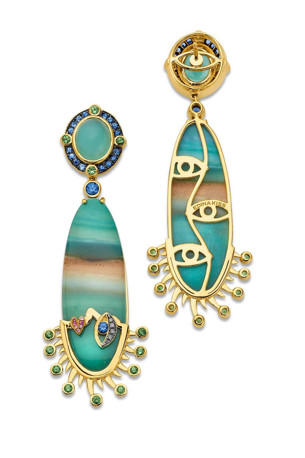 Opal Evil Eye Drop Earrings-YELLOW GOLD-JEWELRYFINE JEWELEARRING-EDINA KISS