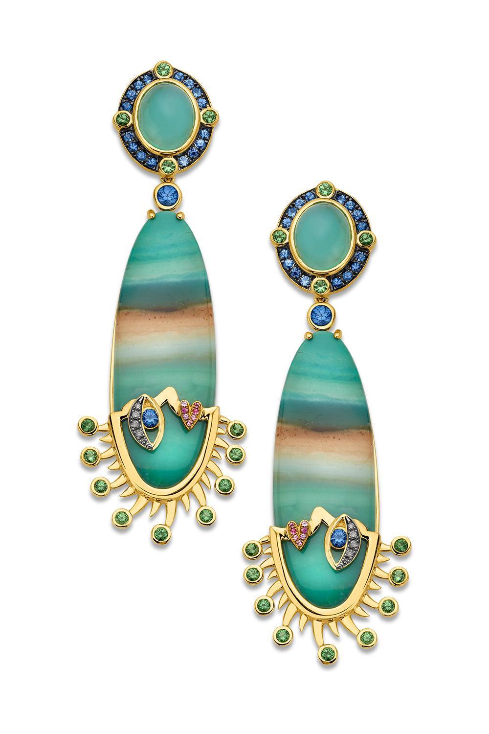 Opal Evil Eye Drop Earrings-YELLOW GOLD-JEWELRYFINE JEWELEARRING-EDINA KISS