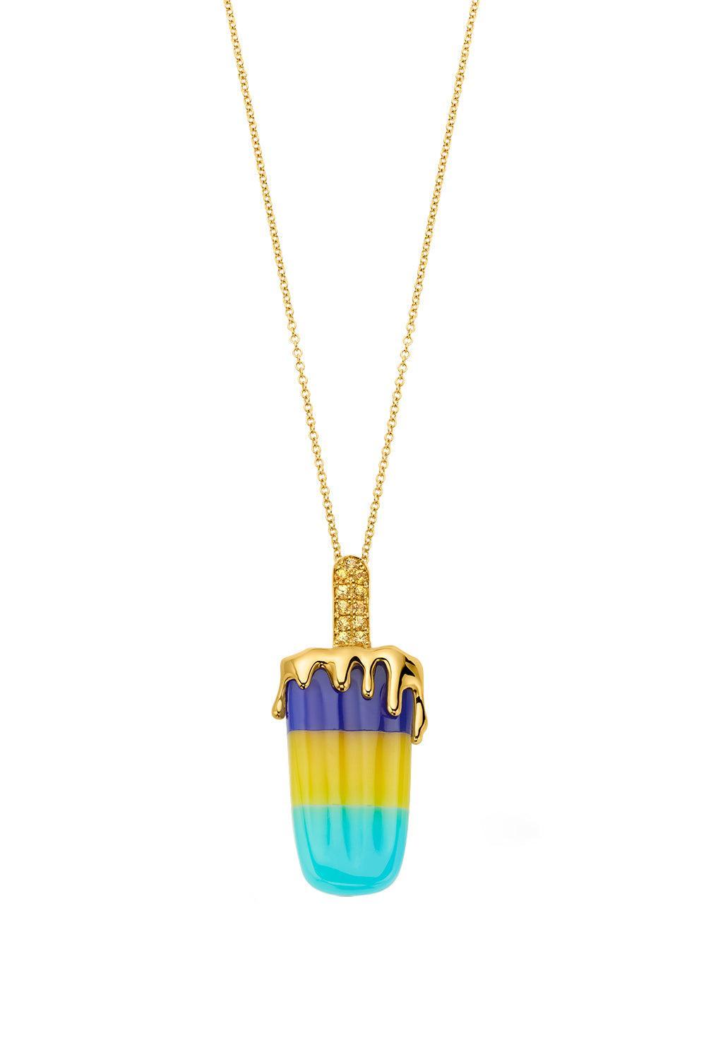 Sapphire Agate Large Popsicle Necklace-YELLOW GOLD-18-JEWELRYFINE JEWELNECKLACE O-EDINA KISS