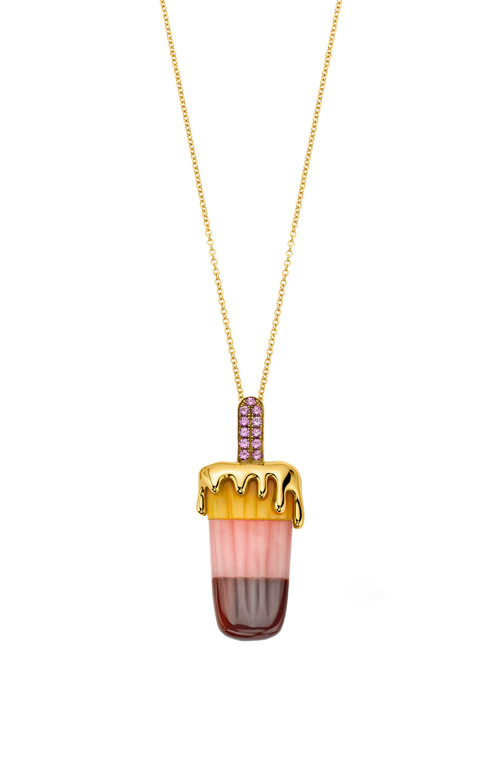 Agate Opal Sapphire Large Popsicle Necklace-YELLOW GOLD-18-JEWELRYFINE JEWELNECKLACE O-EDINA KISS