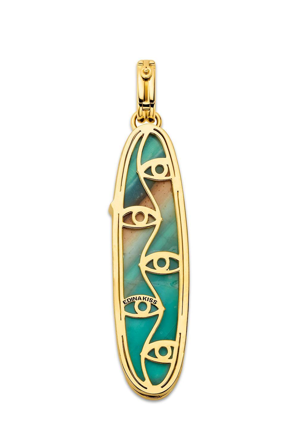 Opal Oval Half Face Pendant-YELLOW GOLD-JEWELRYFINE JEWELPENDANT-EDINA KISS