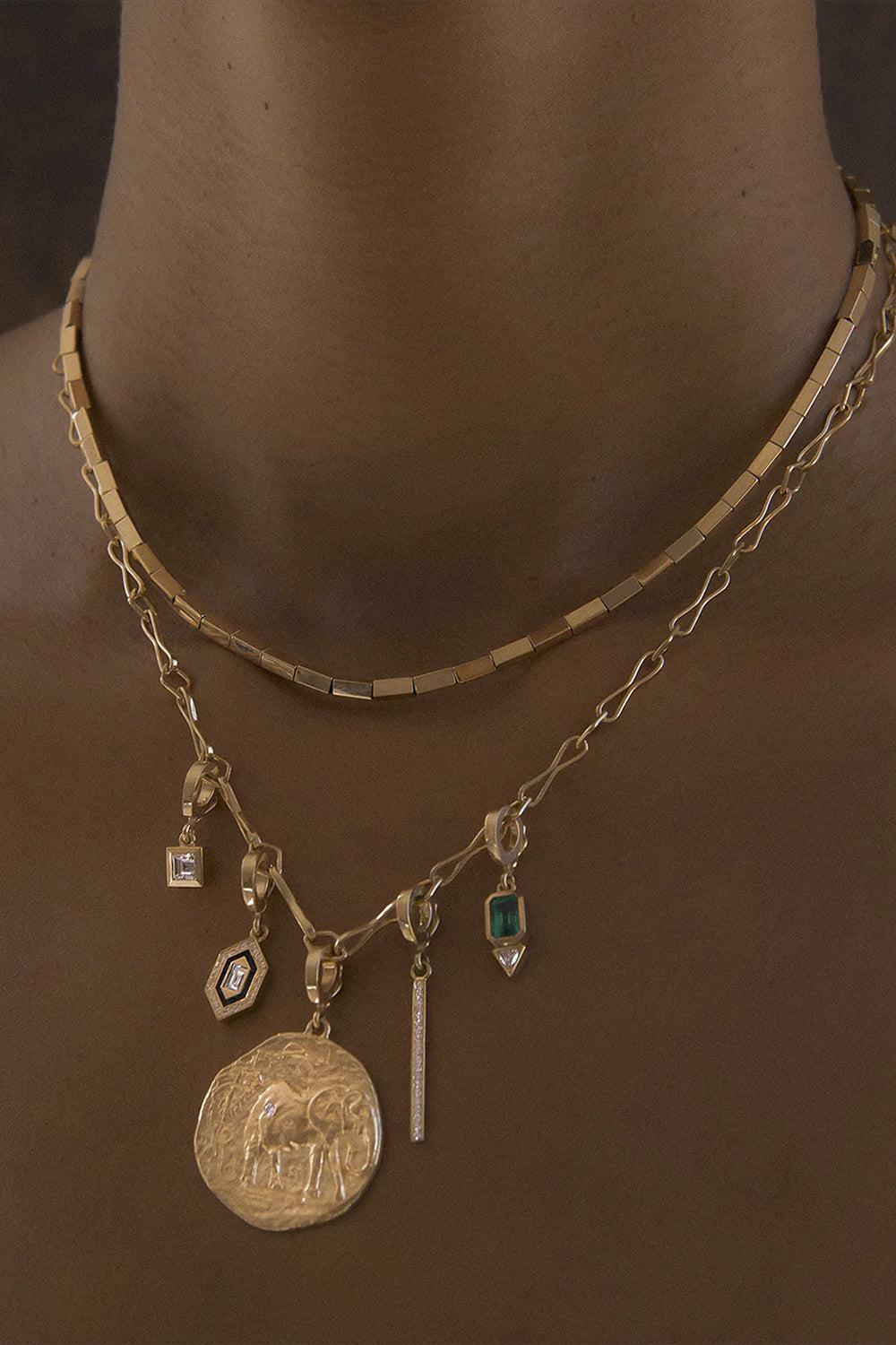 Diamond N/S Small Charm-YELLOW GOLD-JEWELRYFINE JEWELPENDANT-AZLEE