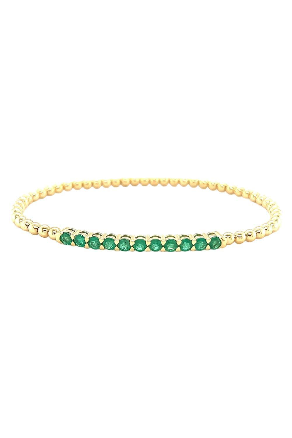 Emerald Stretch Beaded Bracelet-YELLOW GOLD-JEWELRYFINE JEWELBRACELET O-LISA NIK