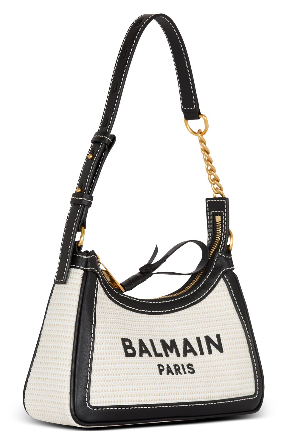 B-Army Shoulder Bag - Naturel Raffia-NATNOIR-O/S-HANDBAGSHOULDER-BALMAIN