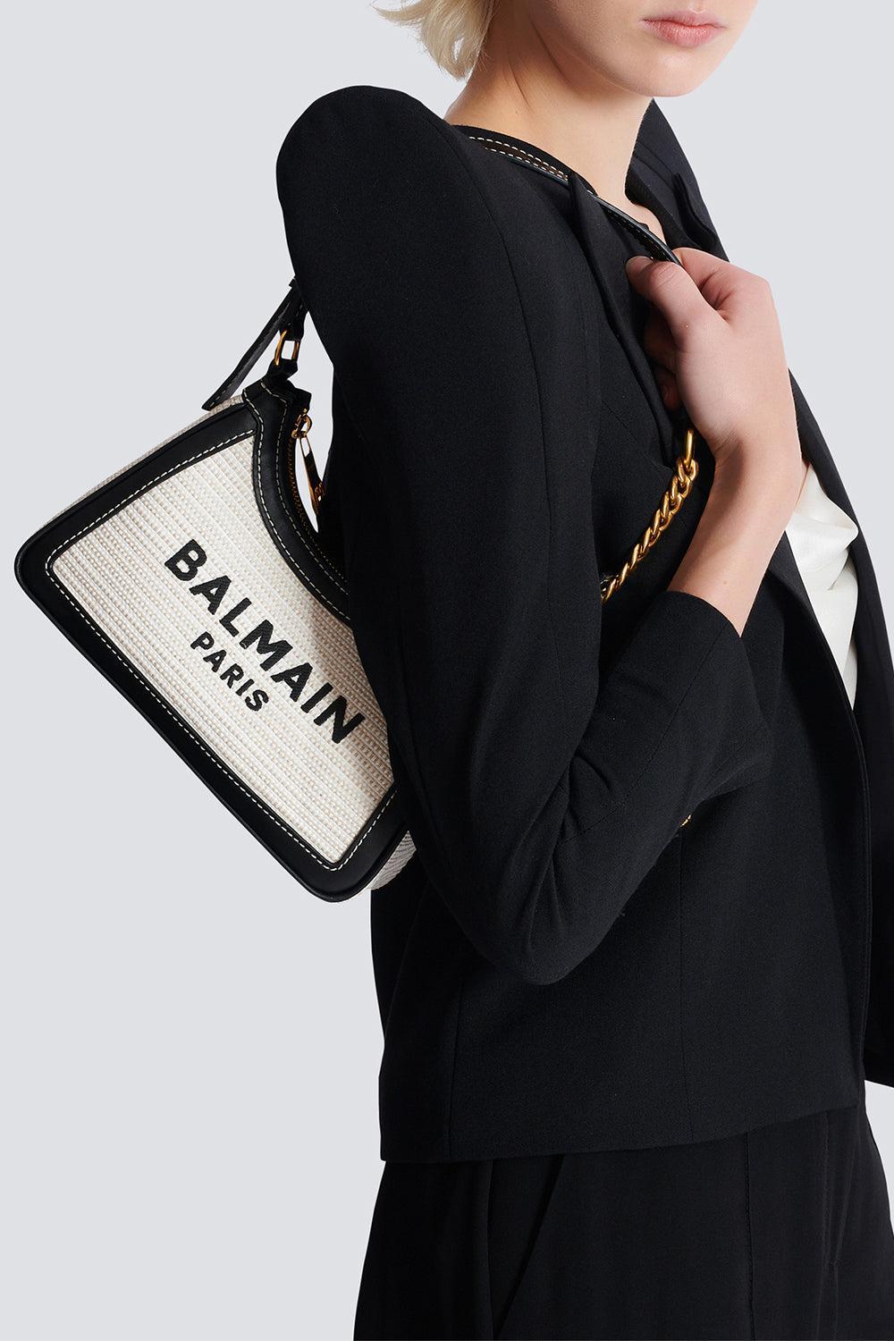 B-Army Shoulder Bag - Naturel Raffia-NATNOIR-O/S-HANDBAGSHOULDER-BALMAIN