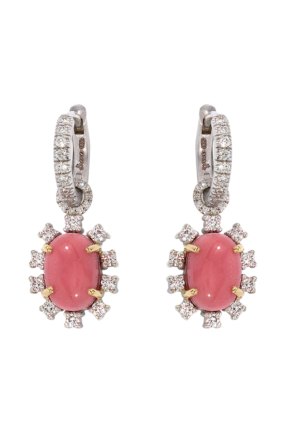 Conch Pearl Diamond Huggie Earrings-WHITE GOLD-JEWELRYFINE JEWELEARRING-IRENE NEUWIRTH JEWELRY