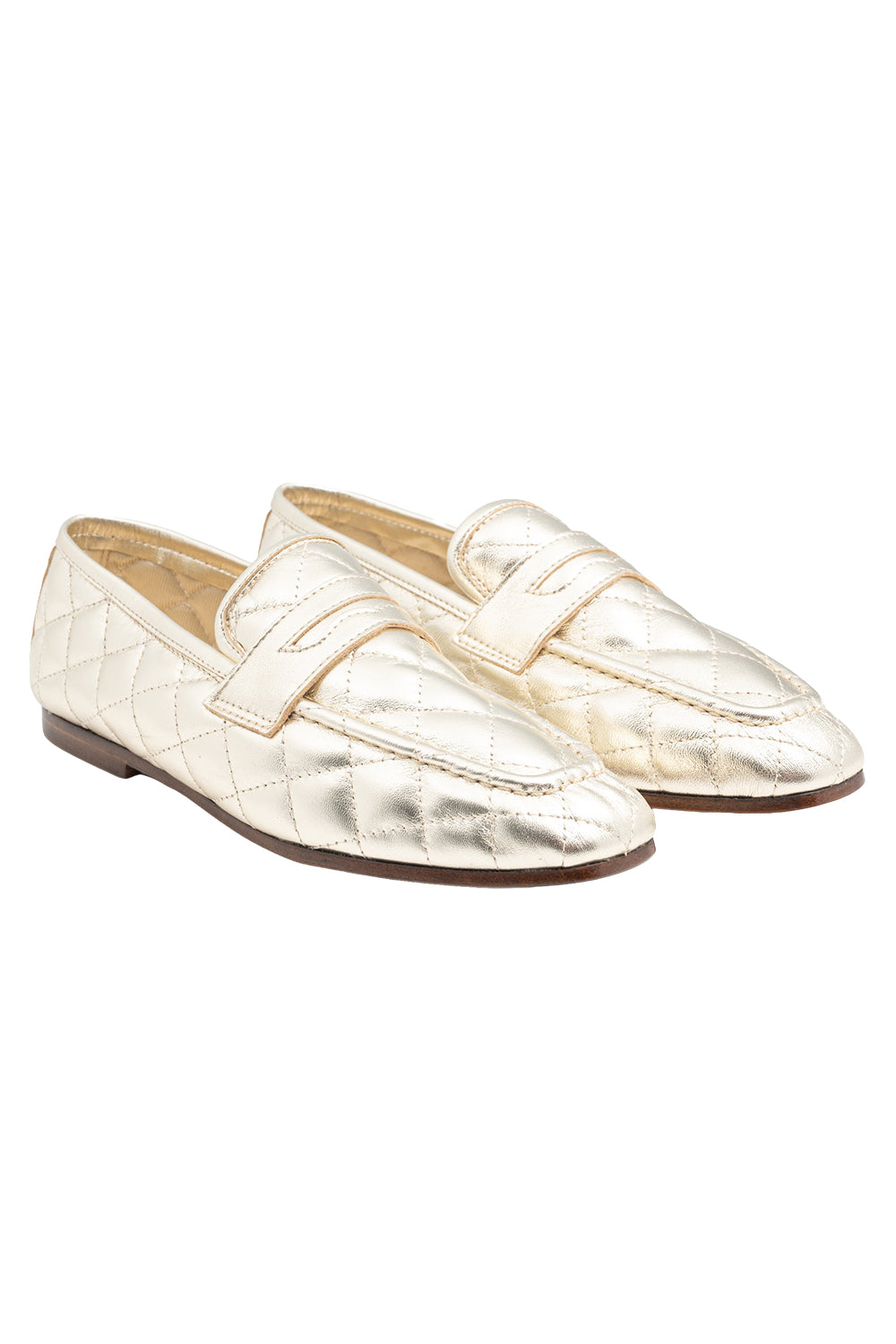 Essenziale Quilted Loafer - Gold-GOLD-36-SHOEFLAT SHOE-SOPHIQUE