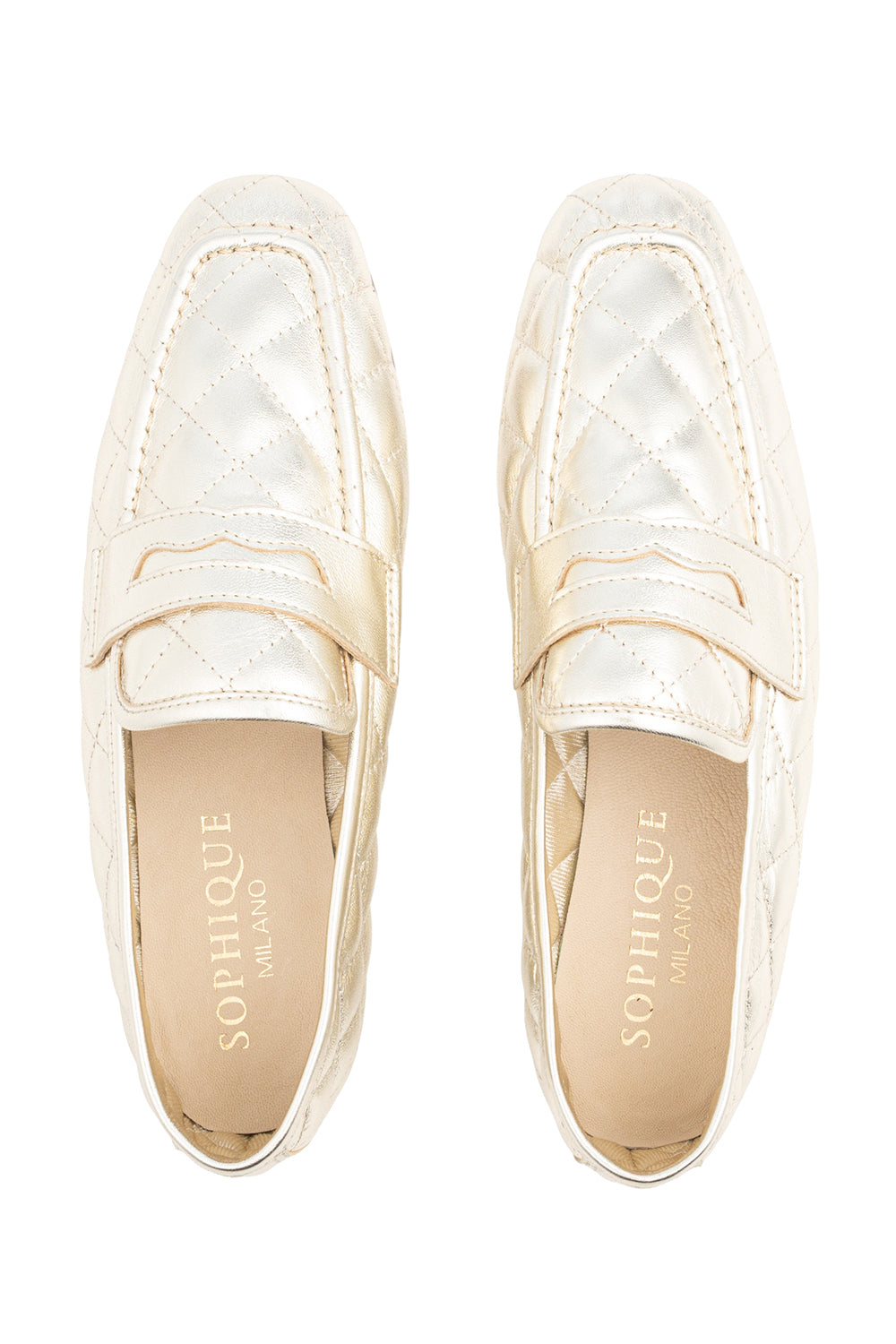Essenziale Quilted Loafer - Gold-GOLD-36-SHOEFLAT SHOE-SOPHIQUE