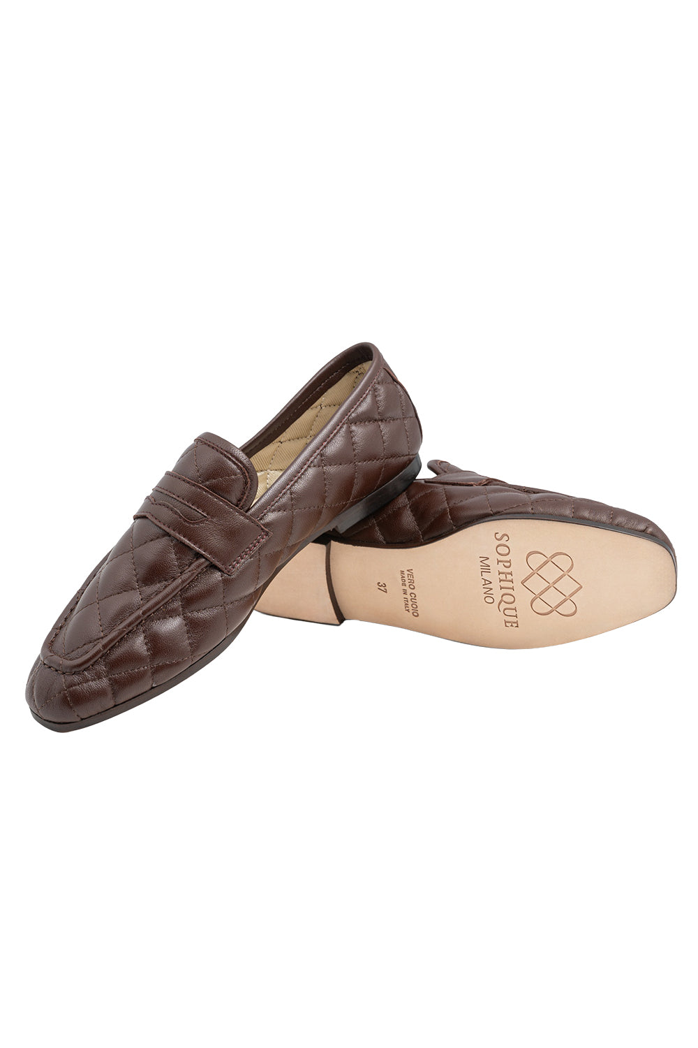  Essenziale Quilted Loafer - Brown-BROWN-36-SHOEFLAT SHOE-SOPHIQUE 