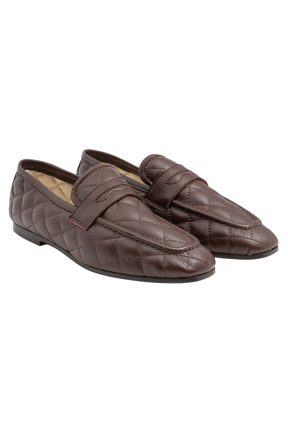 Essenziale Quilted Loafer - Brown-BROWN-36-SHOEFLAT SHOE-SOPHIQUE