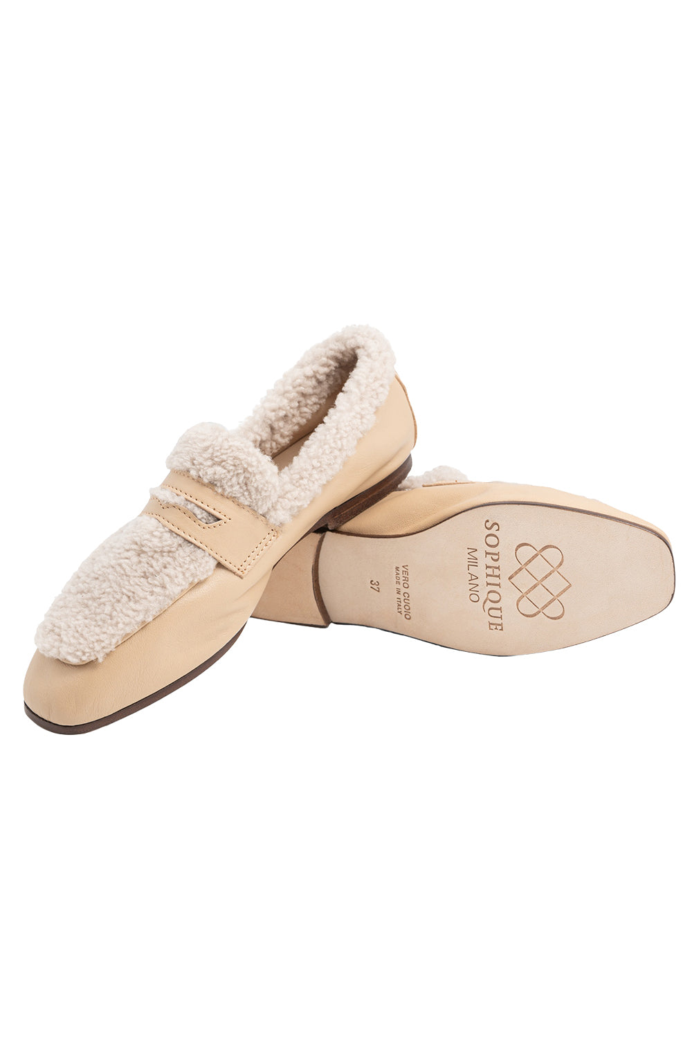  Essenziale Shearling Loafer - Cream Sand-CREAM-36-SHOEFLAT SHOE-SOPHIQUE 