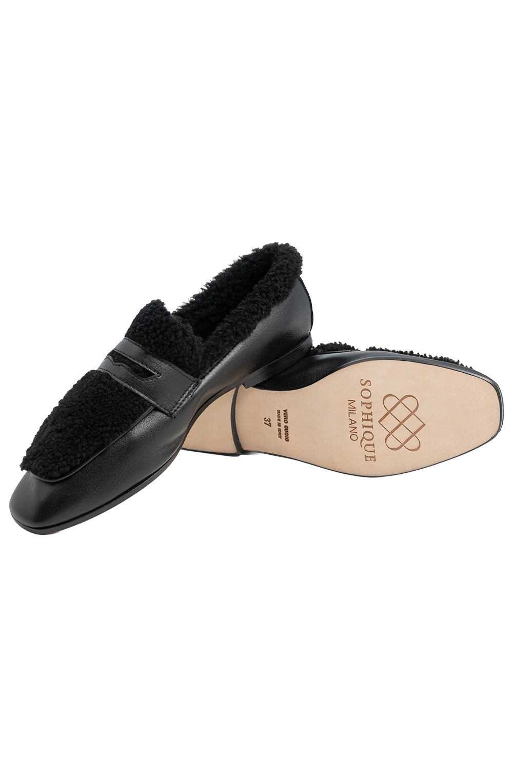  Essenziale Shearling Loafer - Black-BLACK-36-SHOEFLAT SHOE-SOPHIQUE 