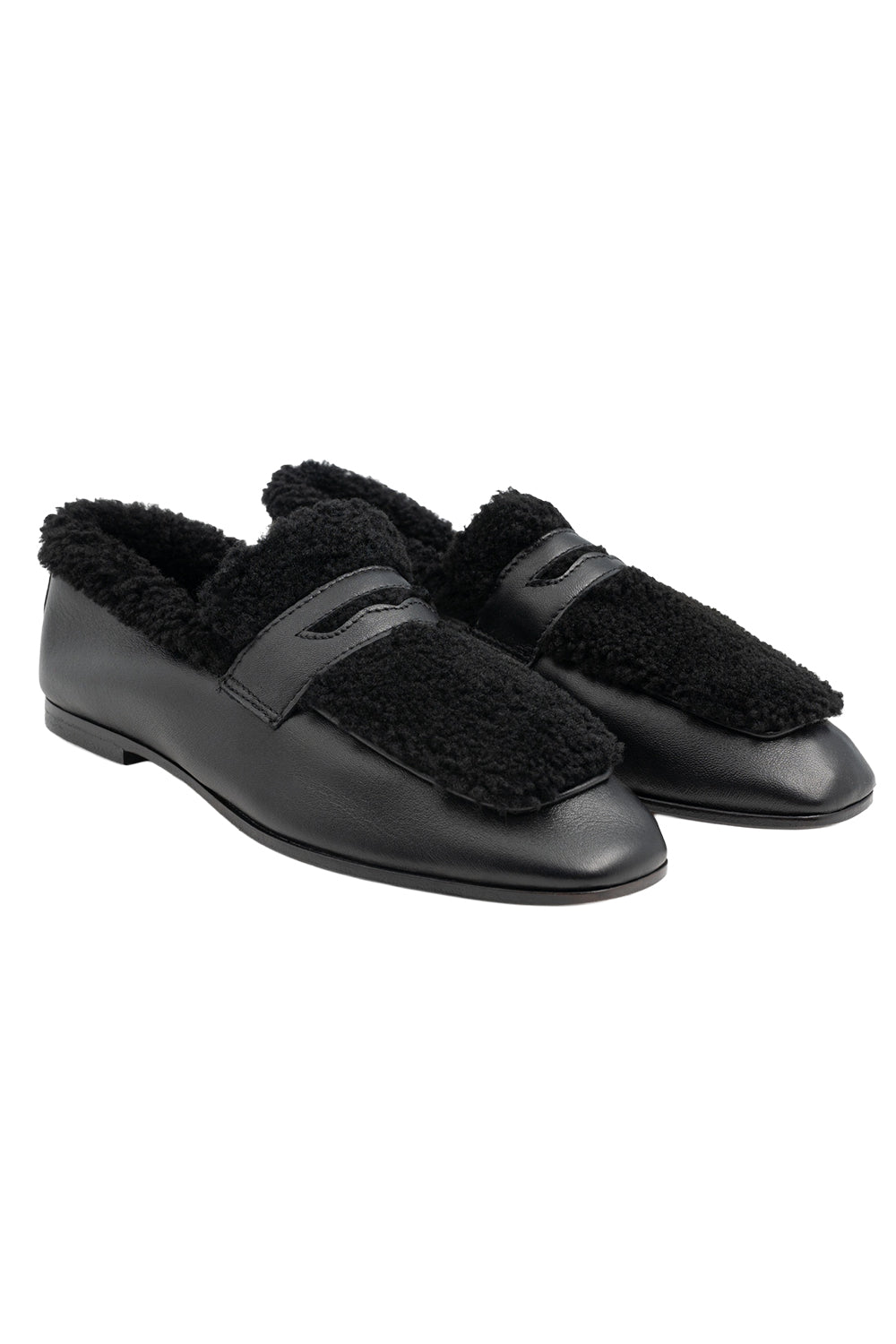  Essenziale Shearling Loafer - Black-BLACK-36-SHOEFLAT SHOE-SOPHIQUE 