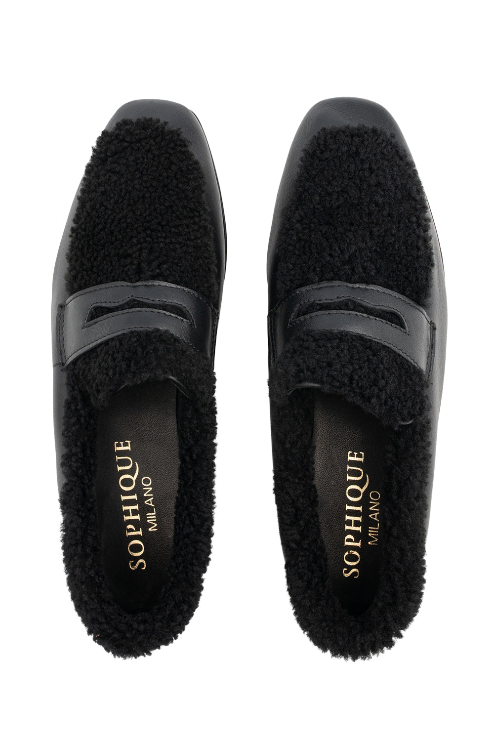 Essenziale Shearling Loafer - Black-BLACK-36-SHOEFLAT SHOE-SOPHIQUE
