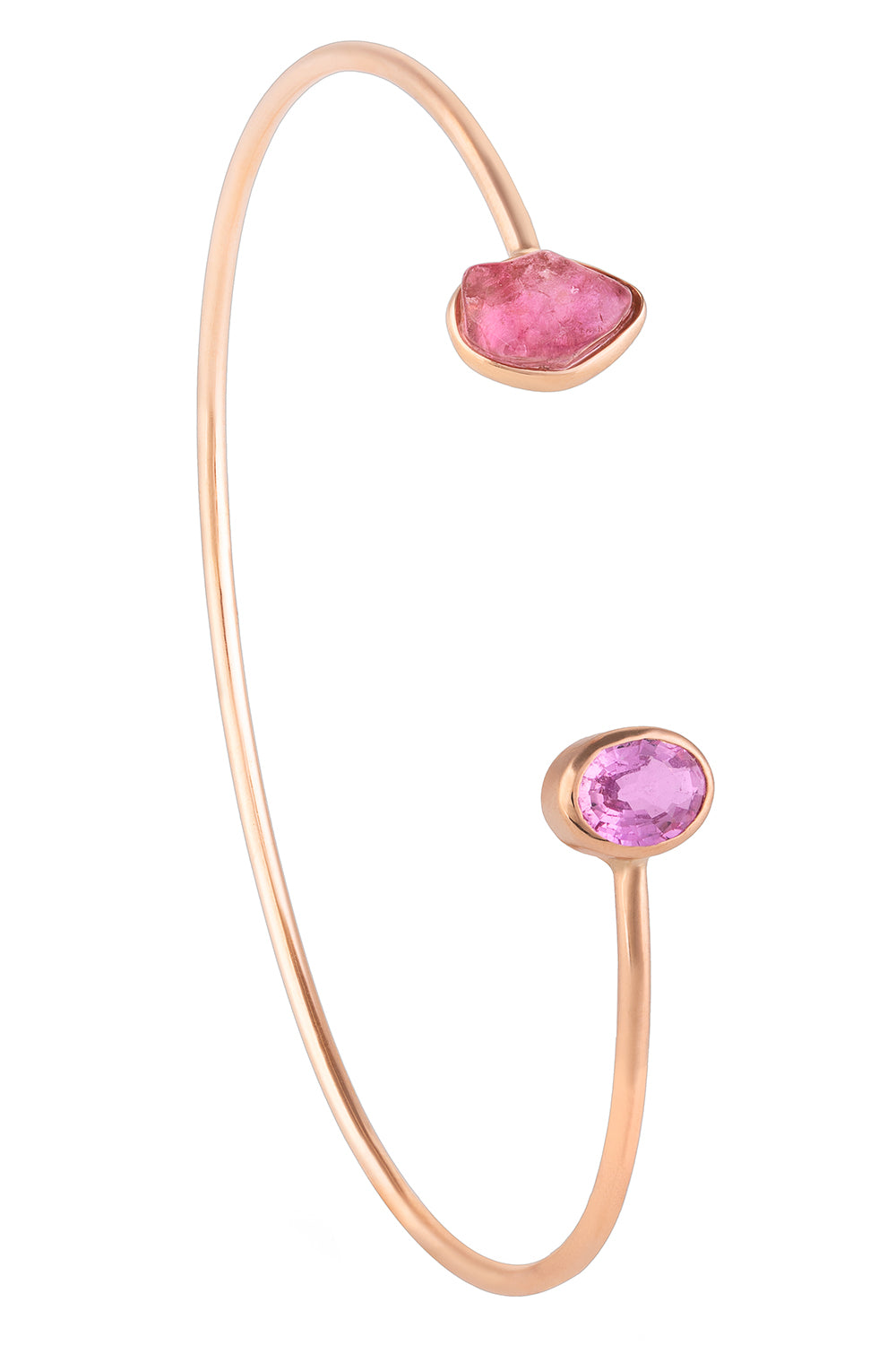 Pink Sapphire Tourmaline Elemental Cuff Bracelet