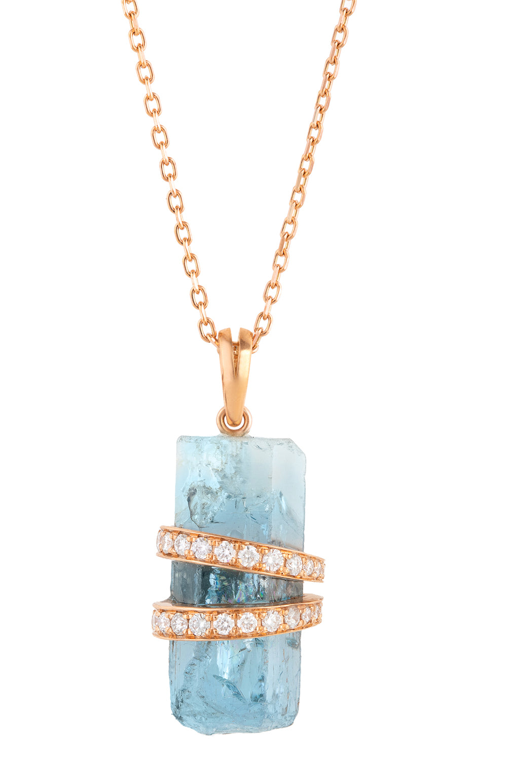 Diamond Aquamarine Large Elemental Pendant