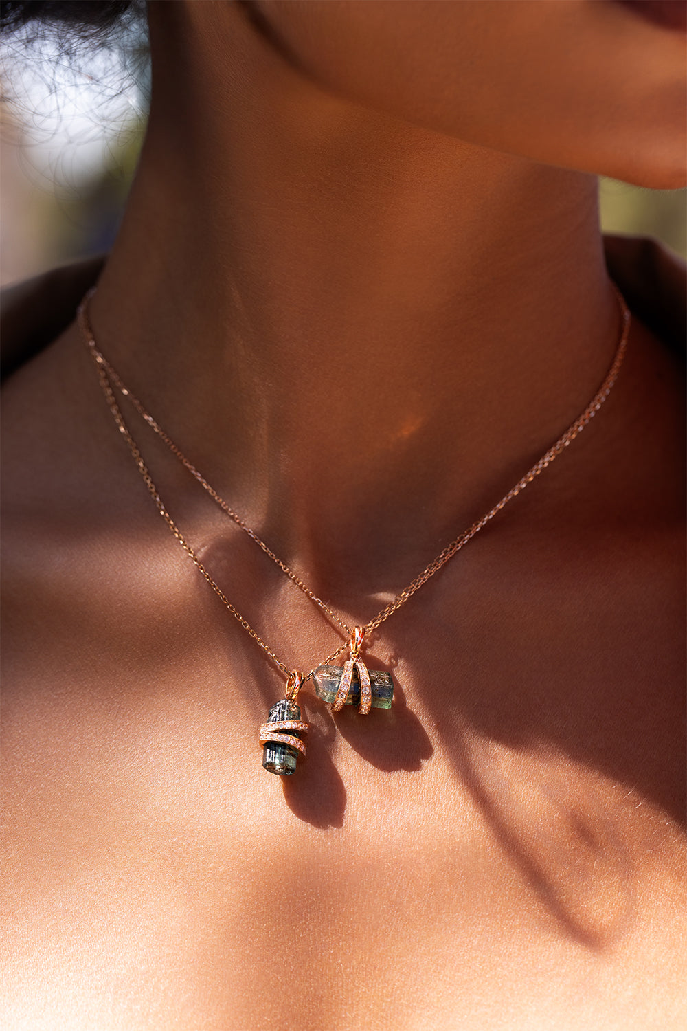 Diamond Aquamarine Medium Elemental Pendant