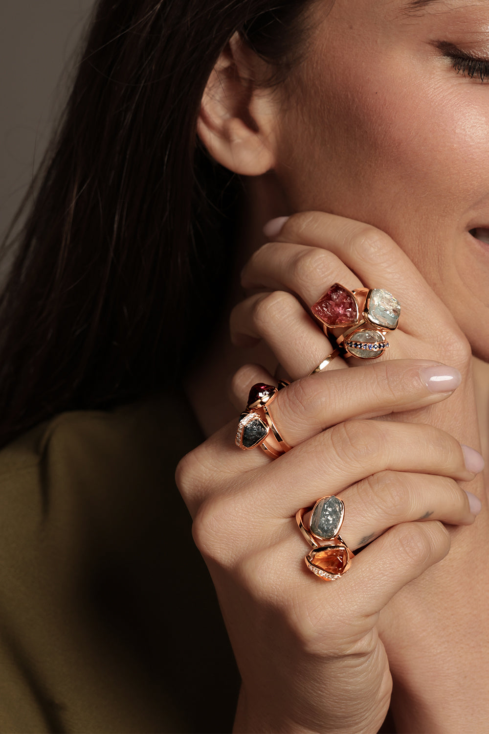 Diamond Citrine Small Elemental Ring