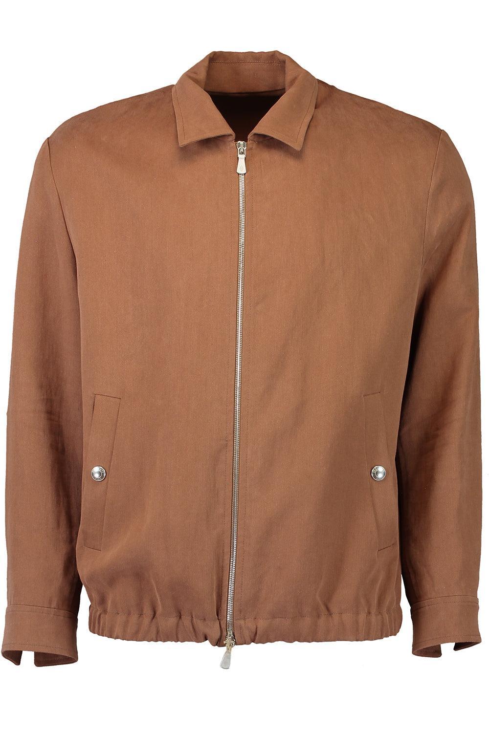 Zip Bomber Jacket-BROWN-50-MENSCLOTHINGJACKET-ELEVENTY