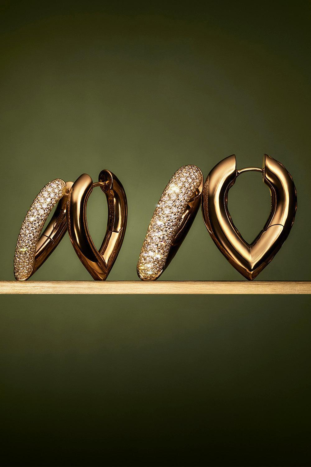 Diamond Pave Medium Drop Link Earrings-YELLOW GOLD-JEWELRYFINE JEWELEARRING-ENGELBERT 1920