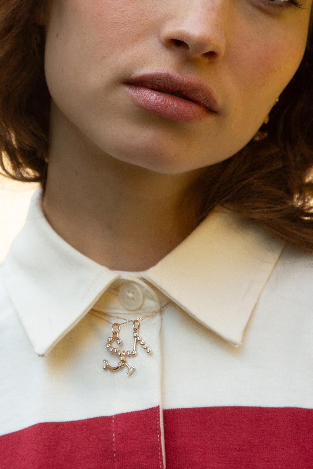 Diamond Initial Necklace - S-YELLOW GOLD-17-JEWELRYFINE JEWELNECKLACE O-MONICA RICH KOSANN