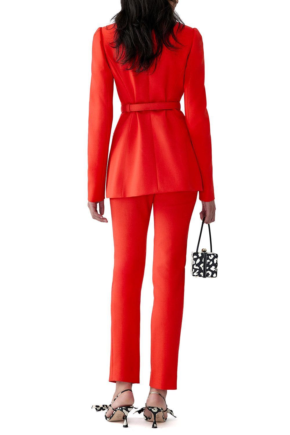 Long Sleeve Collared Jacket-RED-2-CLOTHINGJACKETBLAZERS-CAROLINA HERRERA