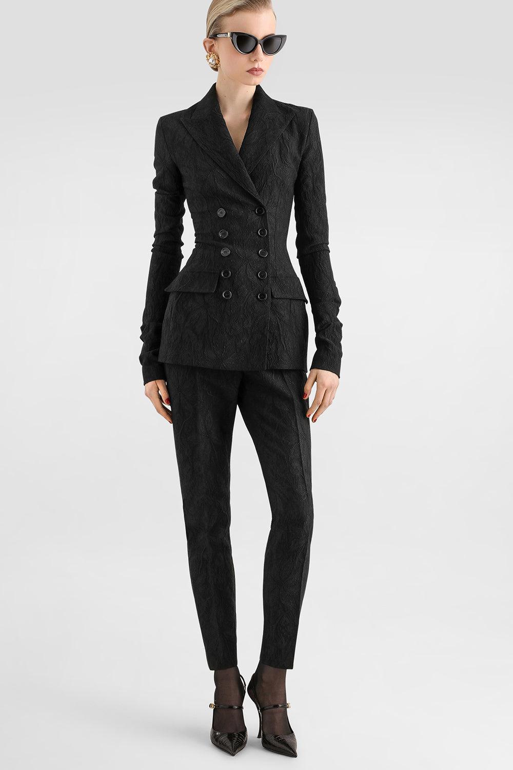 Broccato Jacket-BLACK-40-CLOTHINGJACKETBLAZERS-DOLCE & GABBANA