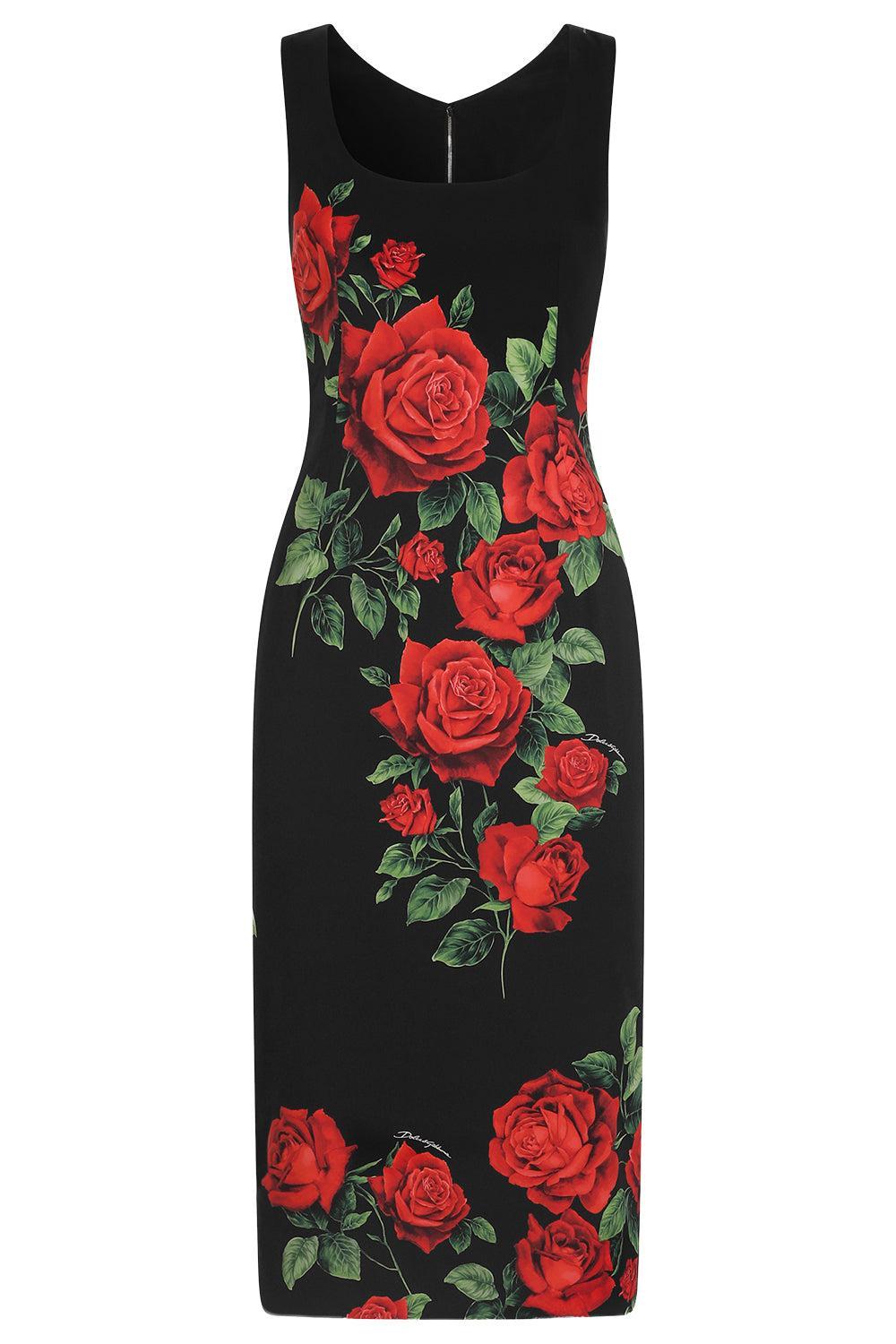 Rose Sleeveless Dress-BLACK-40-CLOTHINGDRESSCASUAL-DOLCE & GABBANA