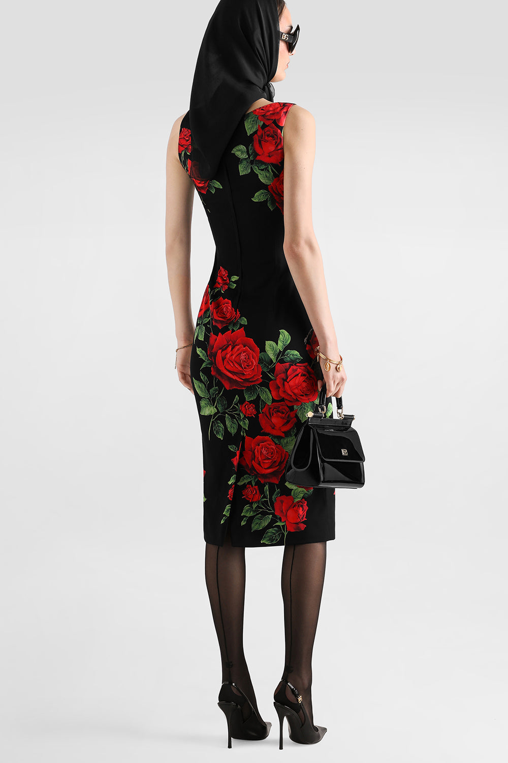Rose Sleeveless Dress-BLACK-40-CLOTHINGDRESSCASUAL-DOLCE & GABBANA