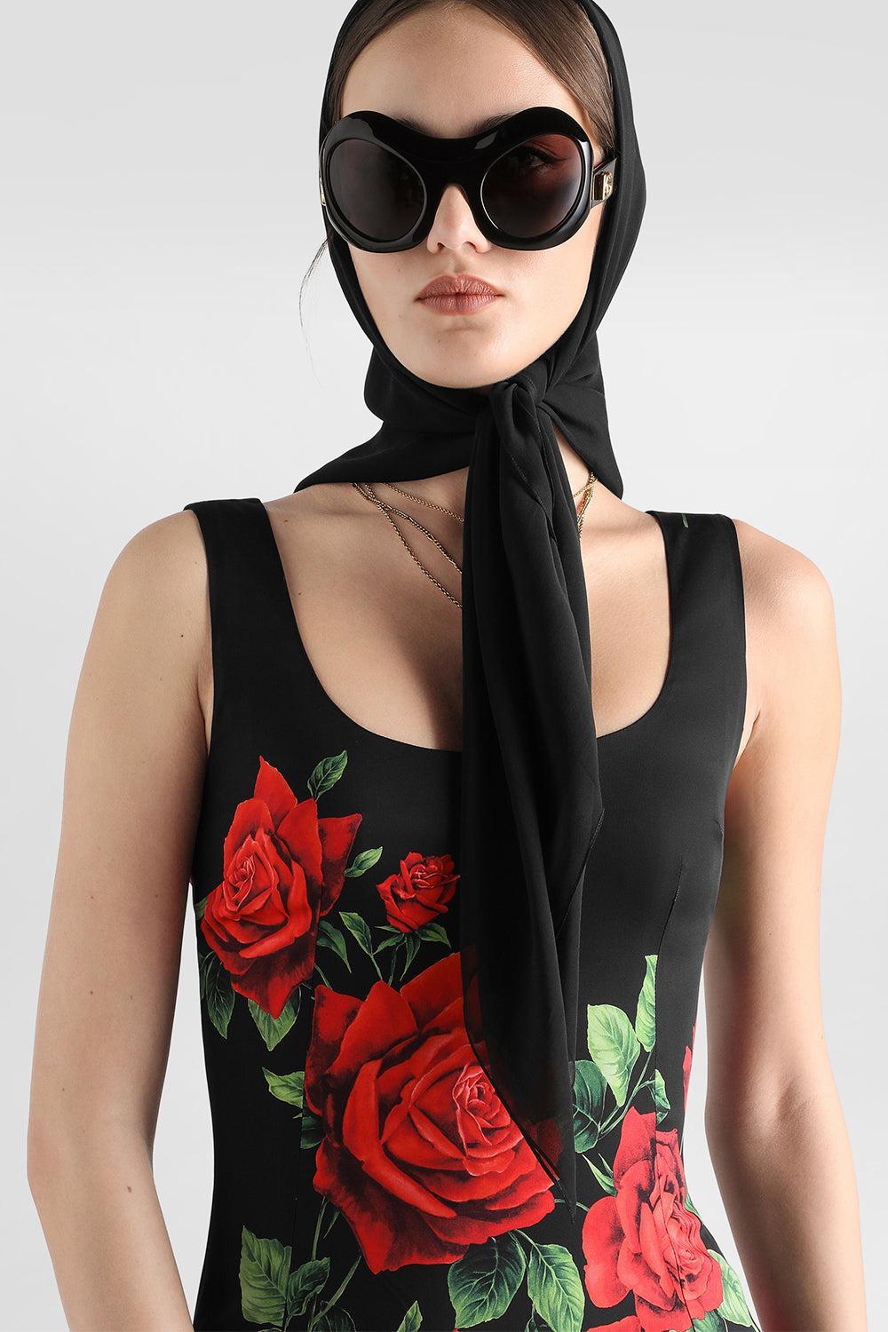 Rose Sleeveless Dress-BLACK-40-CLOTHINGDRESSCASUAL-DOLCE & GABBANA