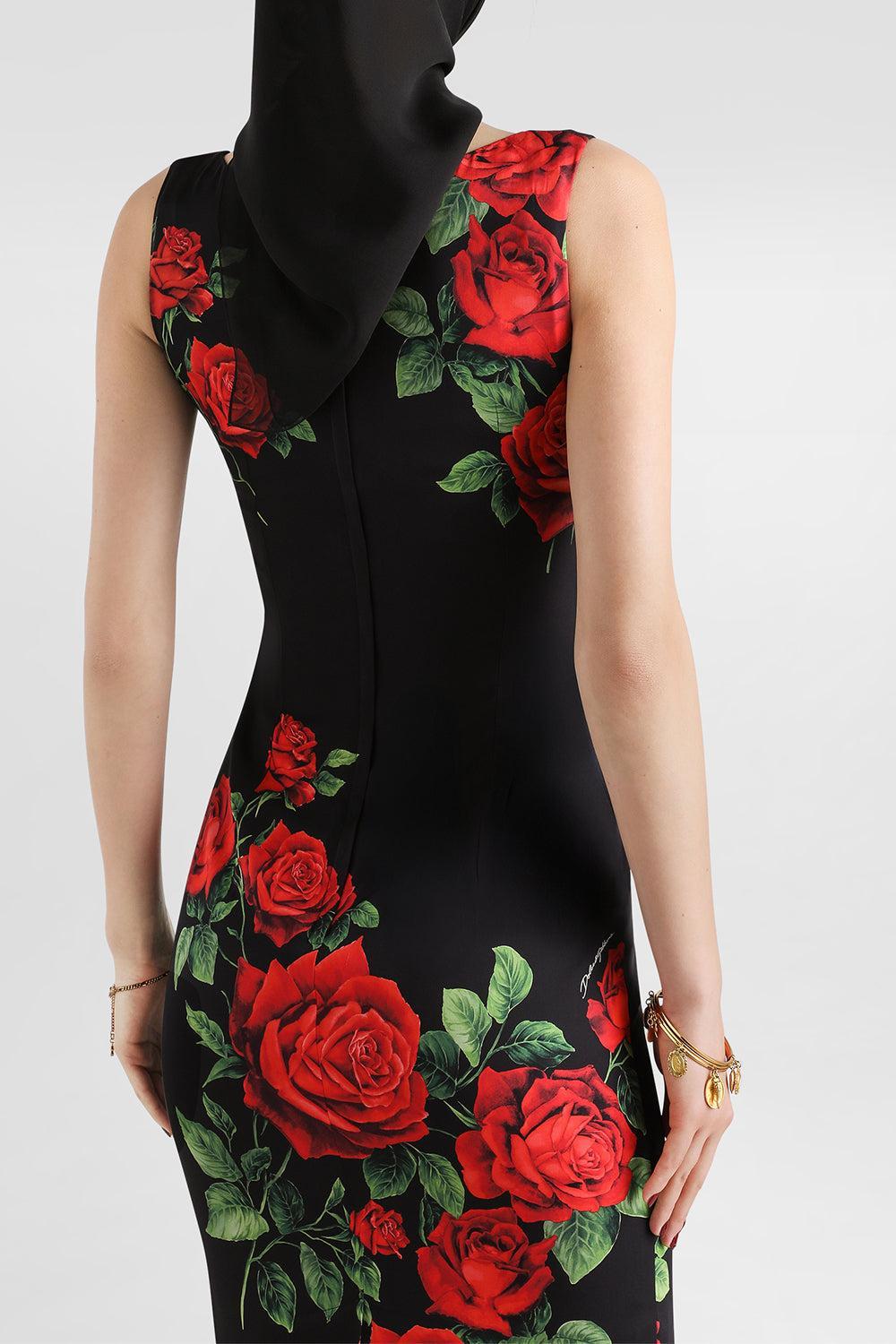 Rose Sleeveless Dress-BLACK-40-CLOTHINGDRESSCASUAL-DOLCE & GABBANA