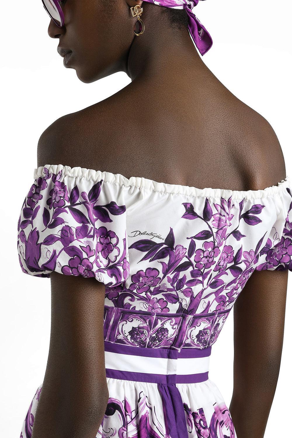 Maiolica Cropped Top-MXMAIVIO-40-CLOTHINGTOPBLOUSE-DOLCE & GABBANA