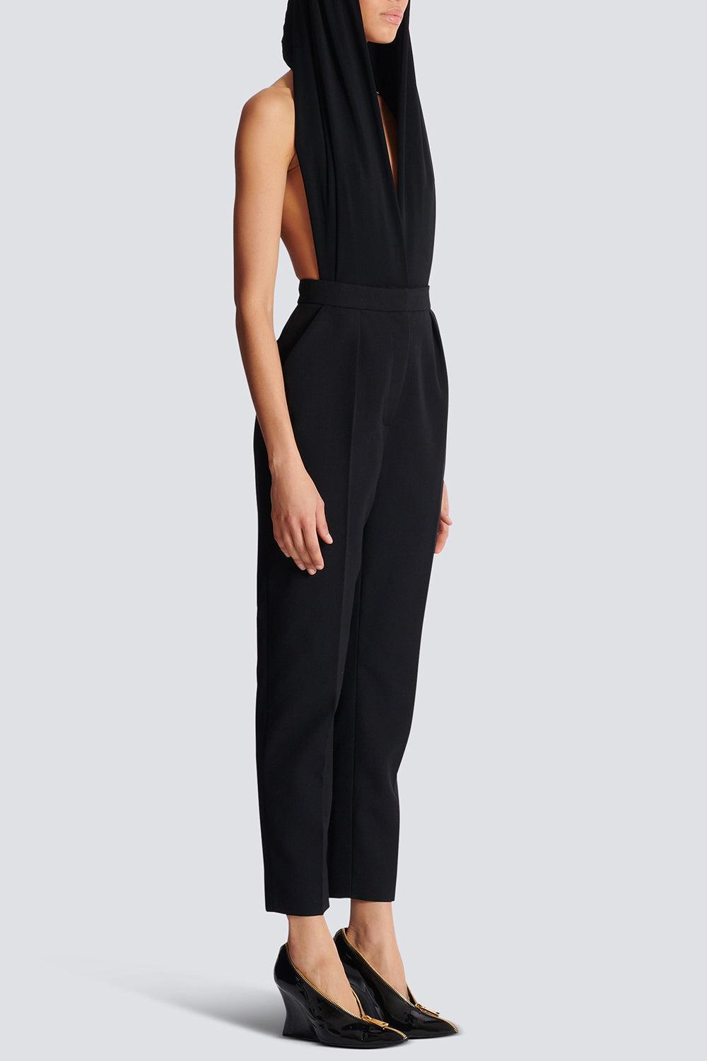 Tailored Grain De Poudre Pants-NOIR-36-CLOTHINGPANTSLIM FIT-BALMAIN