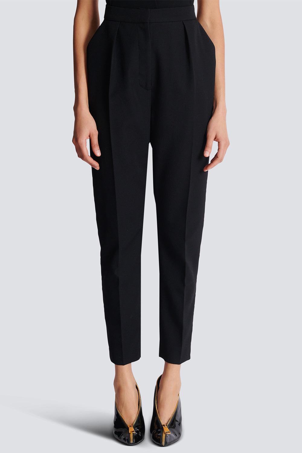 Tailored Grain De Poudre Pants-NOIR-36-CLOTHINGPANTSLIM FIT-BALMAIN