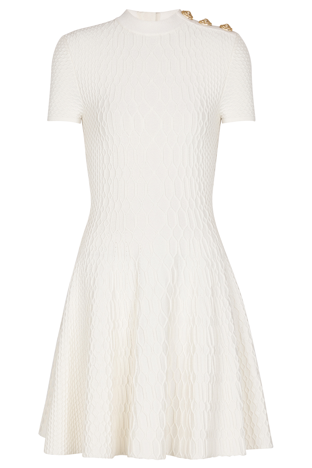 Three Button Flare Dress-NATUREL-34-CLOTHINGDRESSCASUAL-BALMAIN