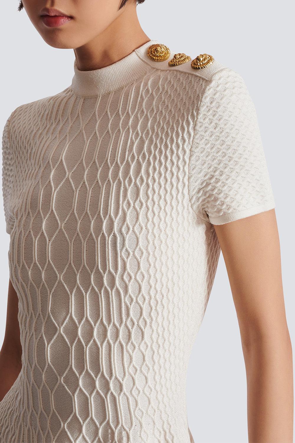 Three Button Flare Dress-NATUREL-34-CLOTHINGDRESSCASUAL-BALMAIN