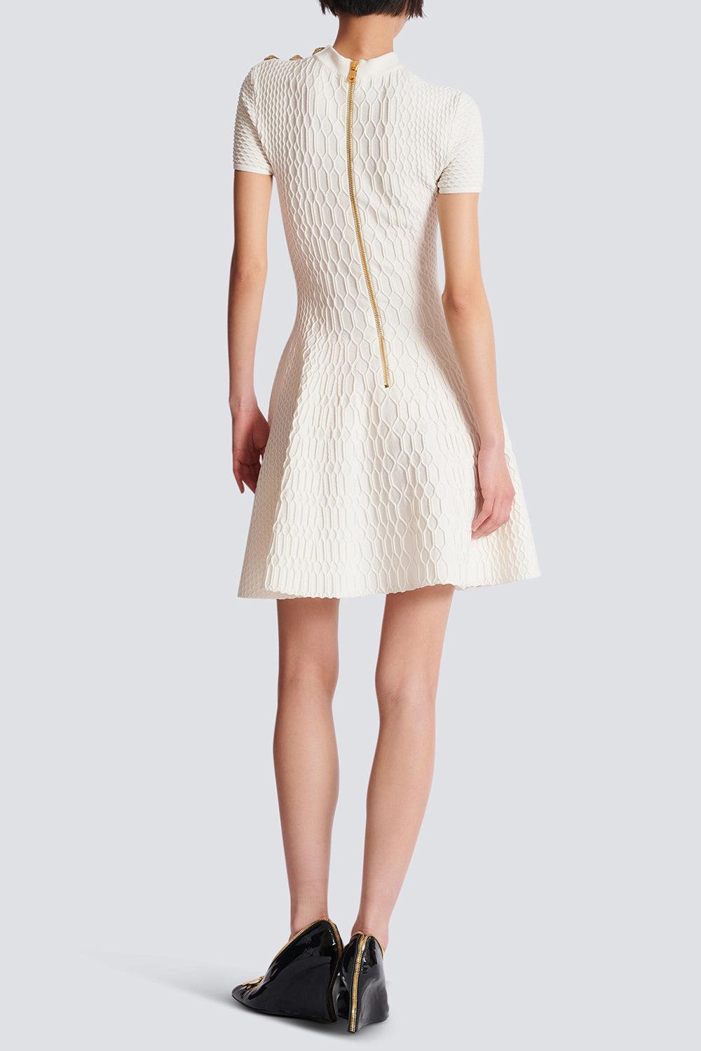 Three Button Flare Dress-NATUREL-34-CLOTHINGDRESSCASUAL-BALMAIN