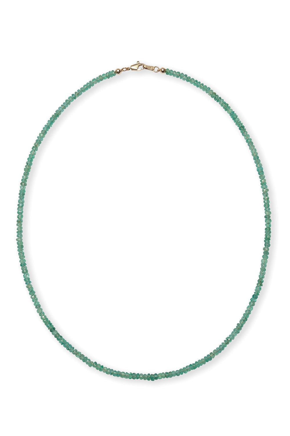 Emerald Tiny Beaded Necklace-YELLOW GOLD-16-JEWELRYBOUTIQUENECKLACE O-LIZZIE FORTUNATO FINE