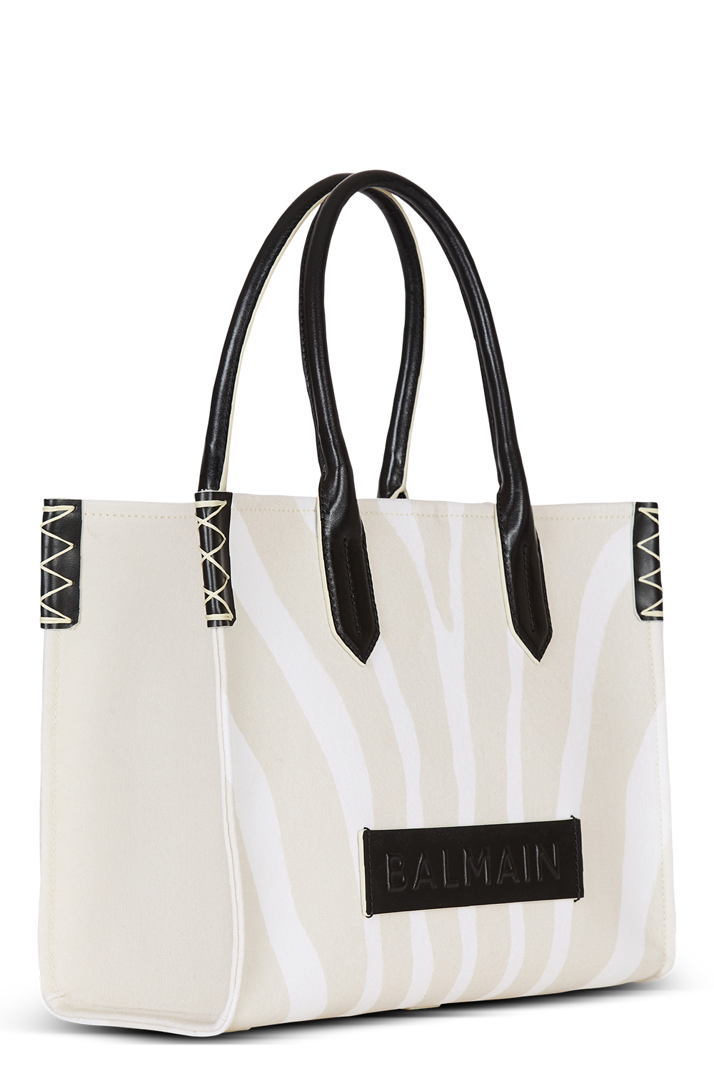 Medium B-Army Shopper Tote - Zebra Canvas-NTSABLNO-HANDBAGTOTES-BALMAIN