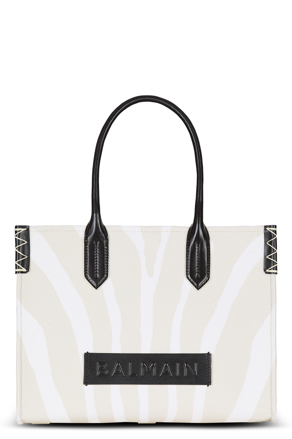 Medium B-Army Shopper Tote - Zebra Canvas-NTSABLNO-HANDBAGTOTES-BALMAIN