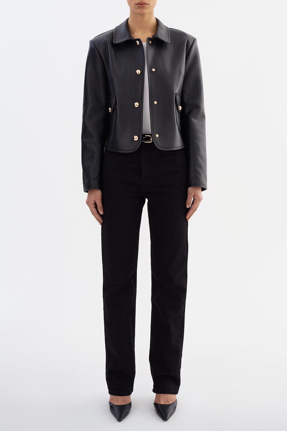Francesca Crop Jacket - Black-BLACK-XS-CLOTHINGJACKETLEATHER-LAMARQUE