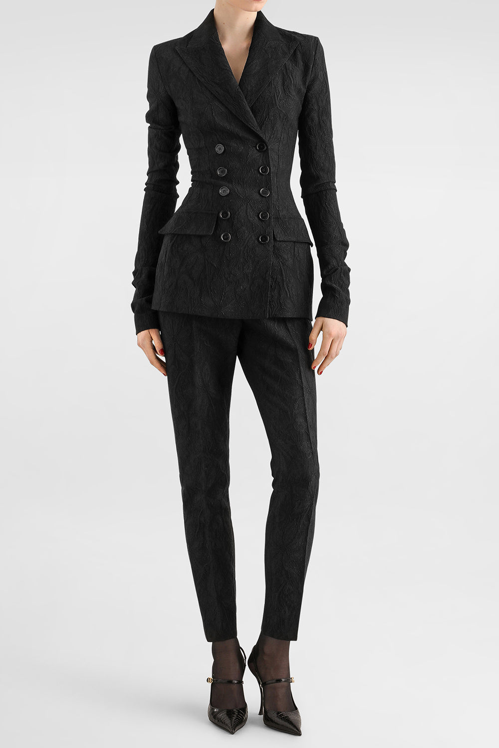 Broccato Pant-BLACK-40-CLOTHINGPANTSLIM FIT-DOLCE & GABBANA