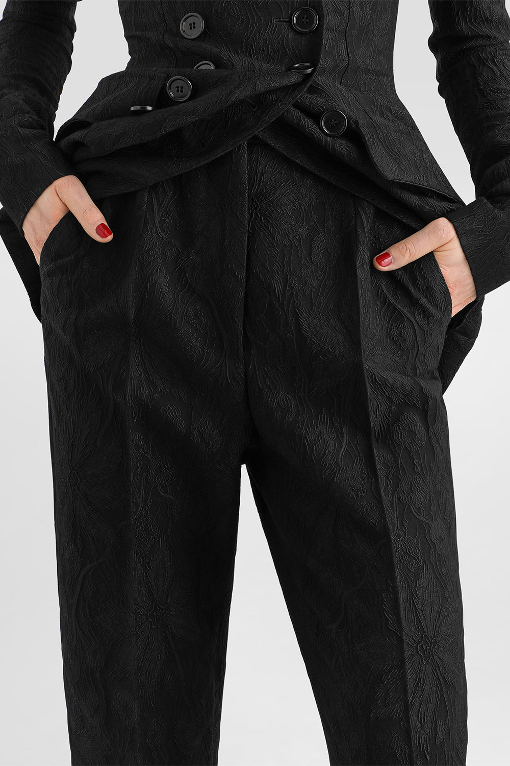 Broccato Pant-BLACK-40-CLOTHINGPANTSLIM FIT-DOLCE & GABBANA