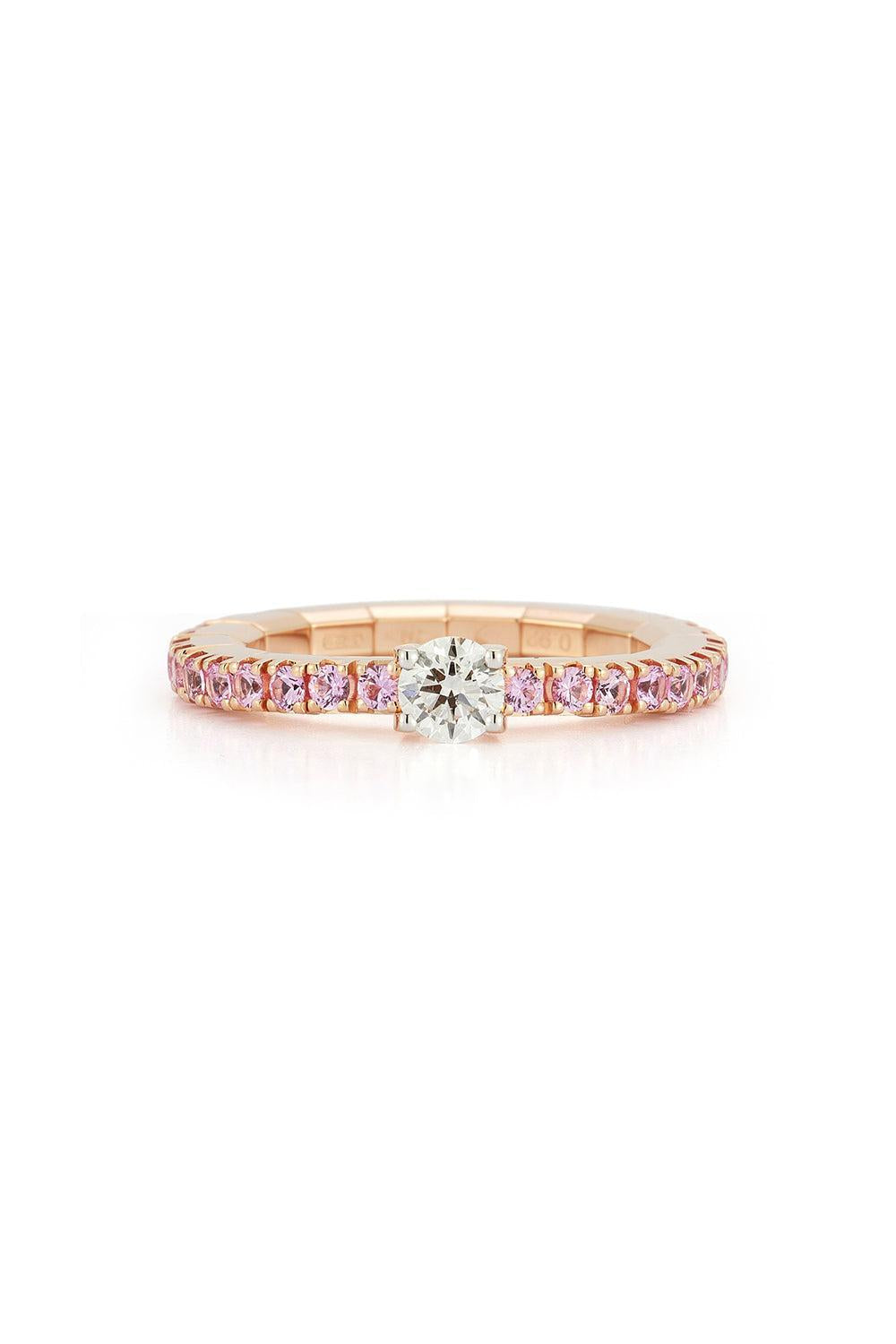 Pink Sapphire Round Diamond Stretch Ring-ROSE GOLD-6-JEWELRYFINE JEWELRING-ROBERTO DEMEGLIO