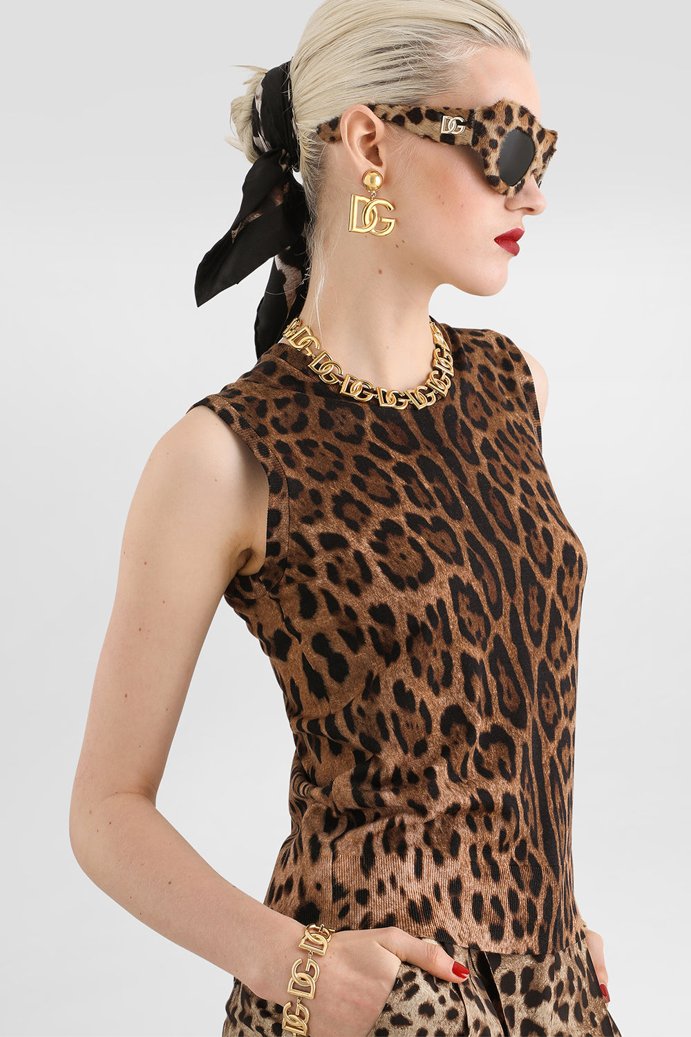 Knit Tank - Leo Print-ANIMAL-40-CLOTHINGTOPKNITS-DOLCE & GABBANA