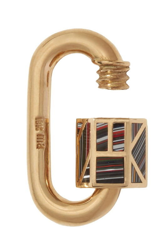 Fordite Medium Chubby Lock-YELLOW GOLD-JEWELRYFINE JEWELPENDANT-MARLA AARON